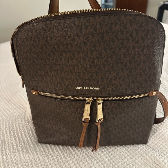 Michael Kors Signature Brown Backpack - Picture 1 of 4